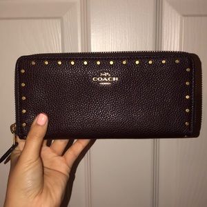 COACH Studded Dark Purple Continental Wallet